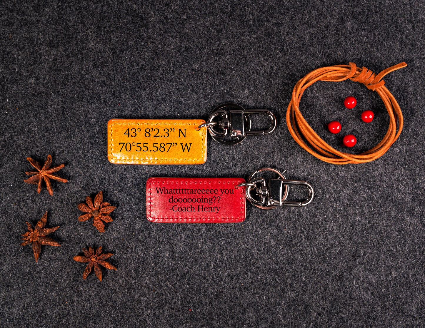 Faux Leather Keychain Engraved, 3 Colors