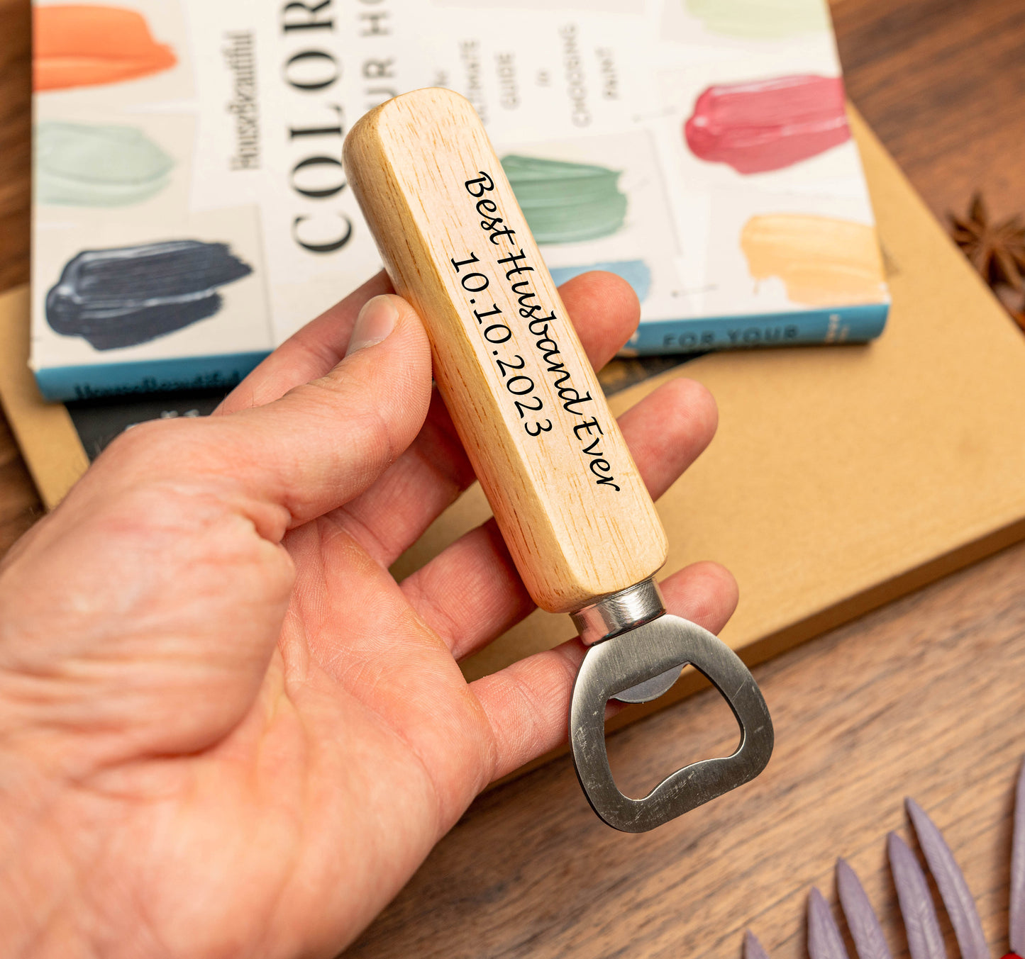 Personalized Wood Bottle Opener Engraved Wedding Favor
