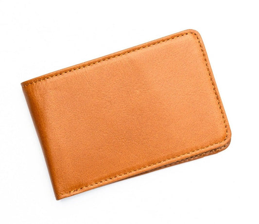 Compact leather bifold wallet, personalized with engraving, RFID blocking