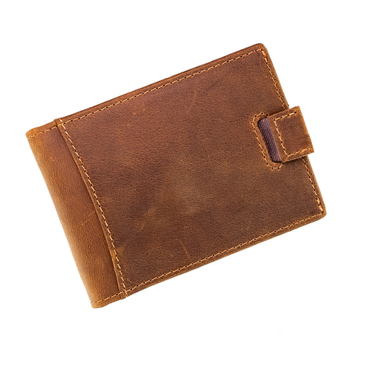 Minimalist Crazy Horse leather wallet, personalized with engraving, RFID blocking