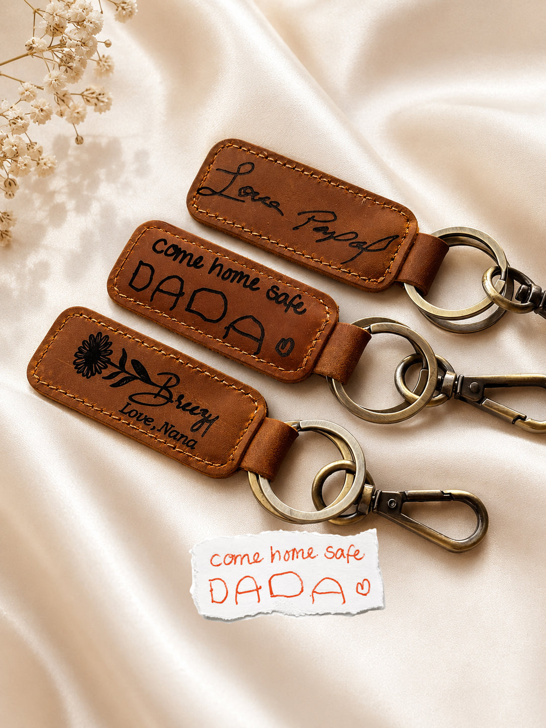 Thick Leather Keychain — 5 Colors, Engraved