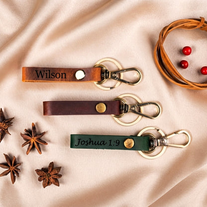 Thin Leather Keychain 5 Colors, Engraved