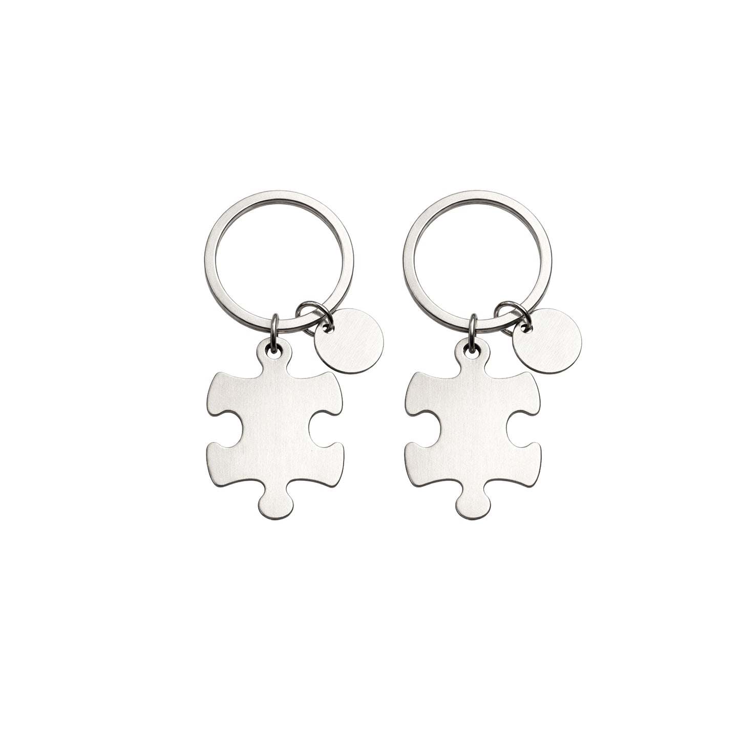 Matching puzzle piece keychain set, personalized with engraving