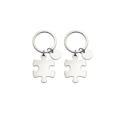 Matching puzzle piece keychain set, personalized with engraving