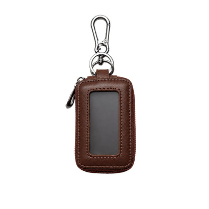 Double zipper leather car key case, personalized with engraving