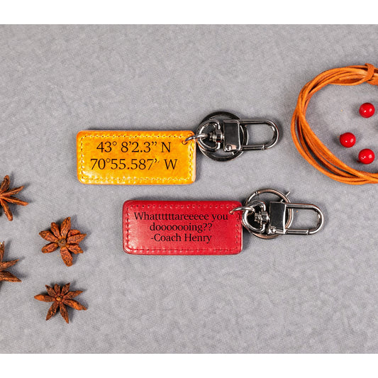 Faux Leather Keychain Engraved, 3 Colors