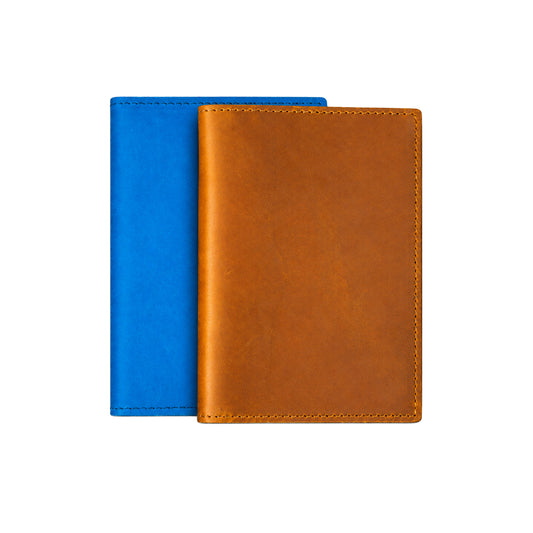 Genuine leather passport holder in four colors, personalized with engraving