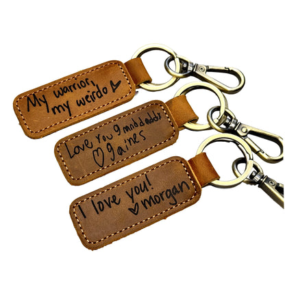 Thick Leather Keychain — 5 Colors, Engraved
