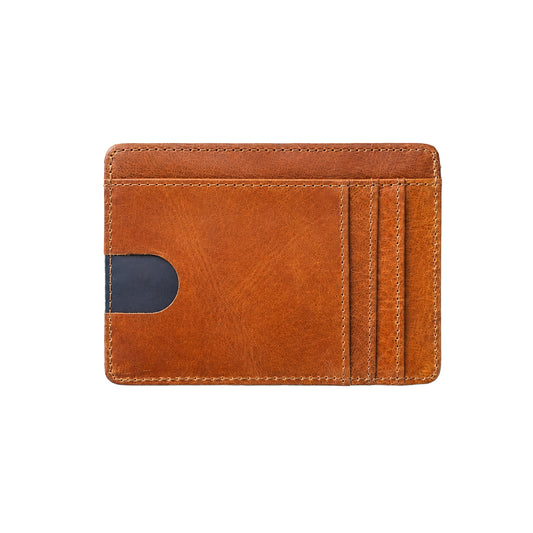 Leather ID holder with RFID blocking