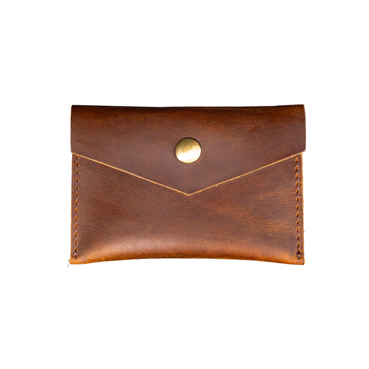 Slim leather card holder in three colors, personalized with engraving