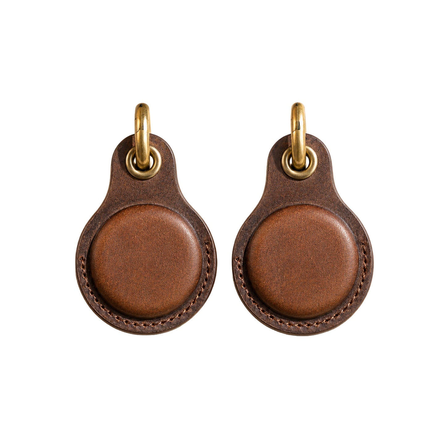 Genuine Leather Brown AirTag Case