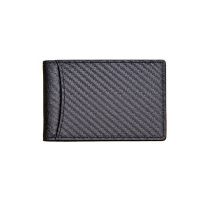 Slim leather money clip wallet holding 10 cards with RFID blocking, personalized with engraving