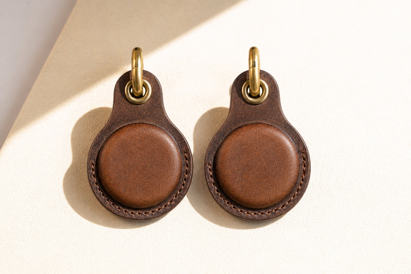 Genuine Leather Brown AirTag Case