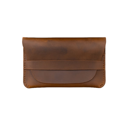 Folding leather business card holder in three colors, personalized with engraving