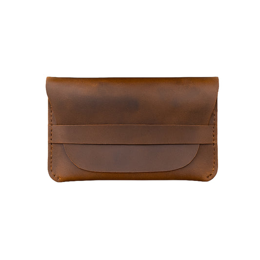 Folding leather business card holder in three colors, personalized with engraving