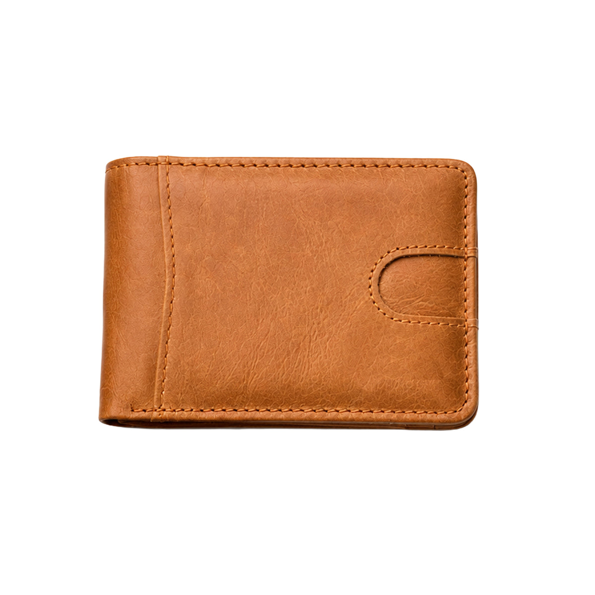 Compact leather bifold wallet with RFID blocking, personalized with engraving