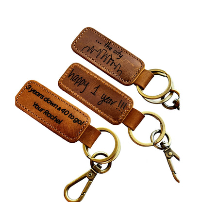 Thick Leather Keychain — 5 Colors, Engraved