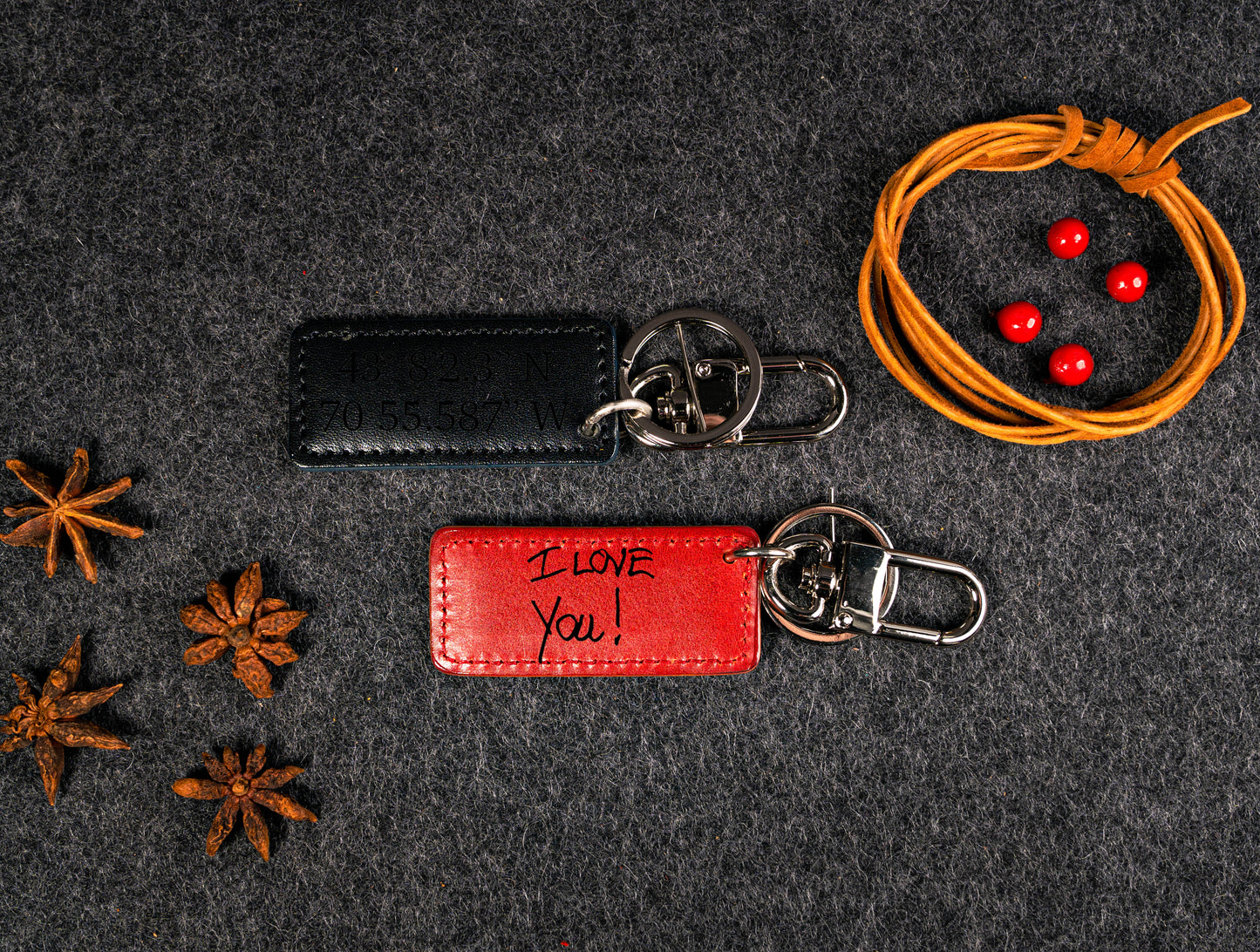 Faux Leather Keychain Engraved, 3 Colors