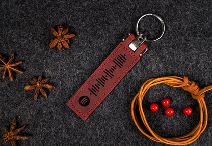 Extra Thick Leather Keychain Wine Red, Engraved