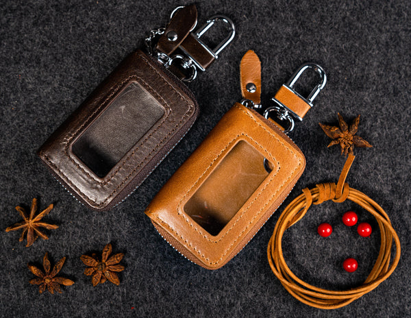 Car Key Case Brown Premium Leather