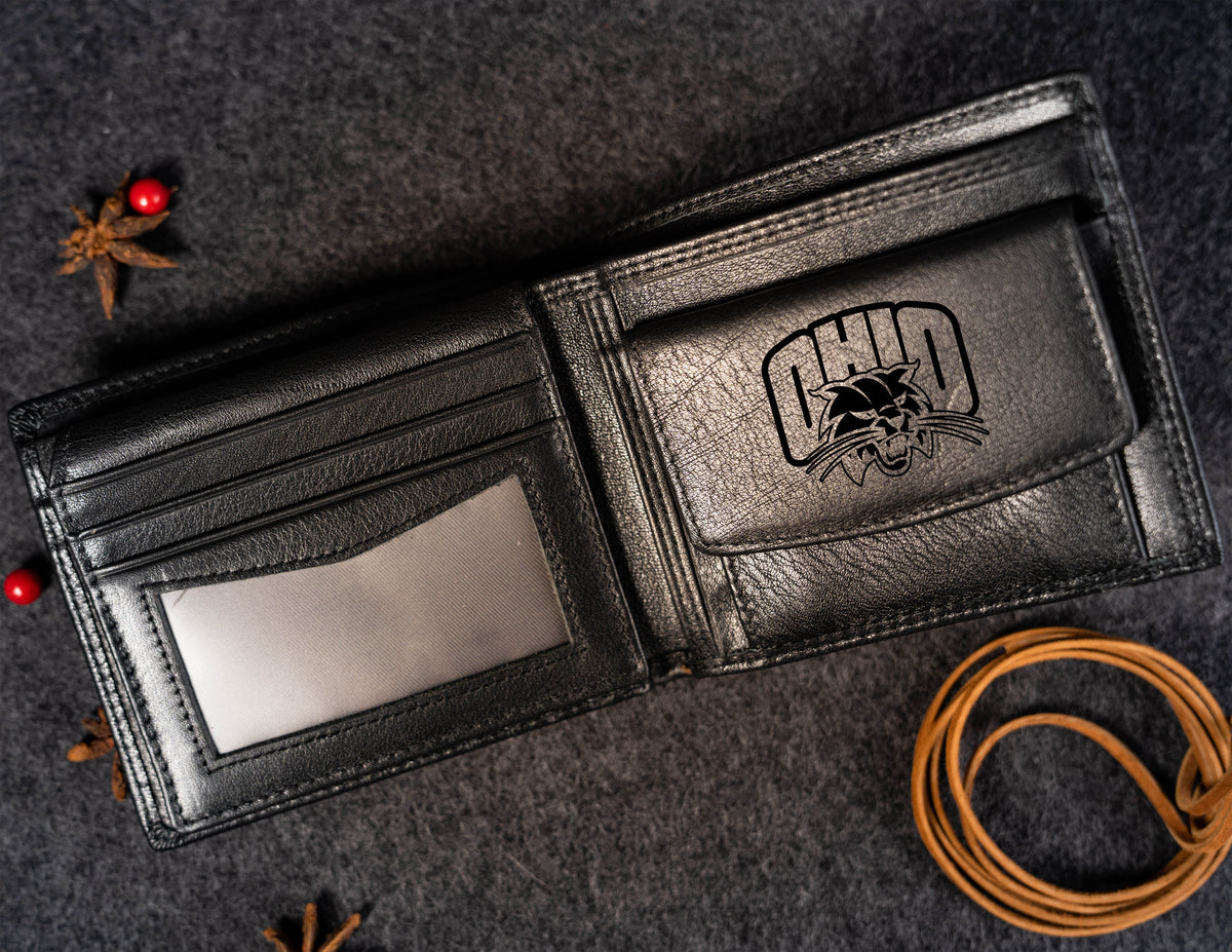 Personalized Bifold Men's Wallet Crazy Horse Leather, RFID
