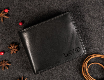 Personalized Bifold Men's Wallet Crazy Horse Leather, RFID