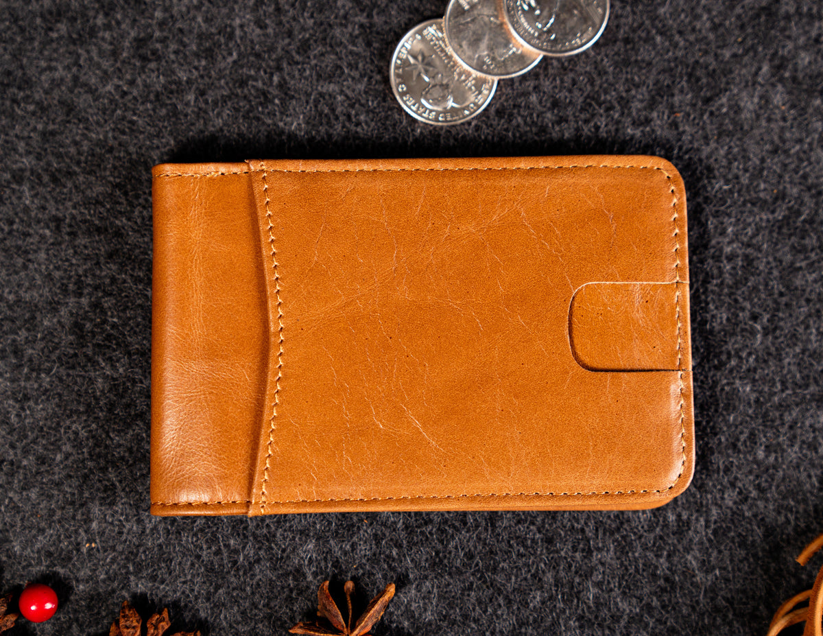 Compact Leather Bifold Wallet Personalized, RFID Blocking