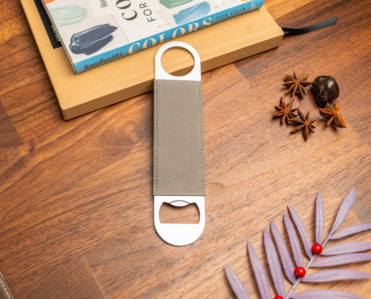 Leather Wrapped Bottle Opener 7" Personalized Wedding Favor