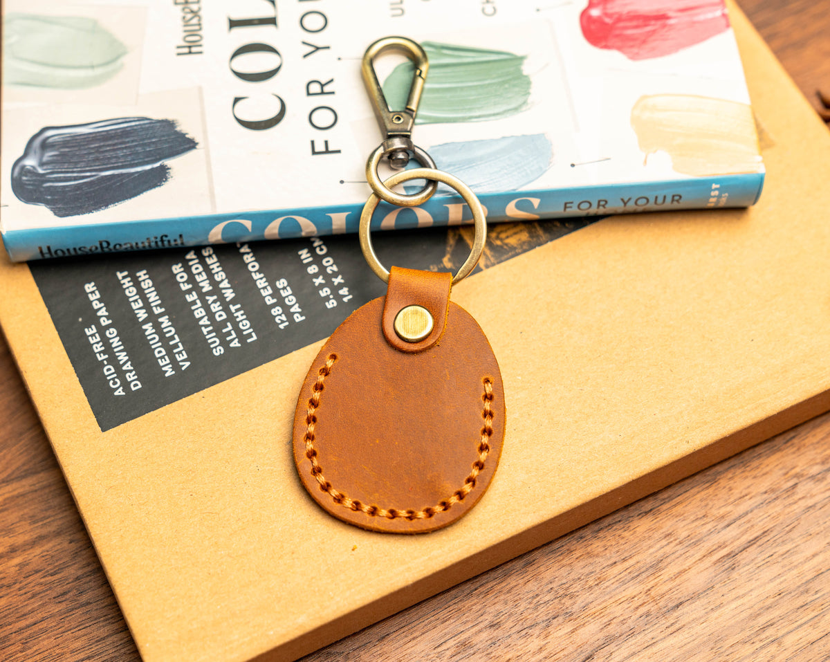 Personalized Leather AirTag Holder Engraved Keychain Case