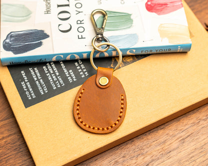 Personalized Leather AirTag Holder Engraved Keychain Case