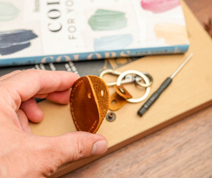 Personalized Leather AirTag Holder Engraved Keychain Case