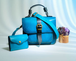 Blue Handbag set with Wallet