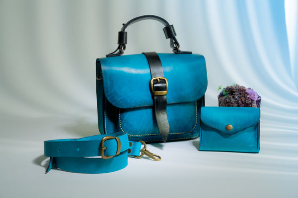 Blue Handbag set with Wallet