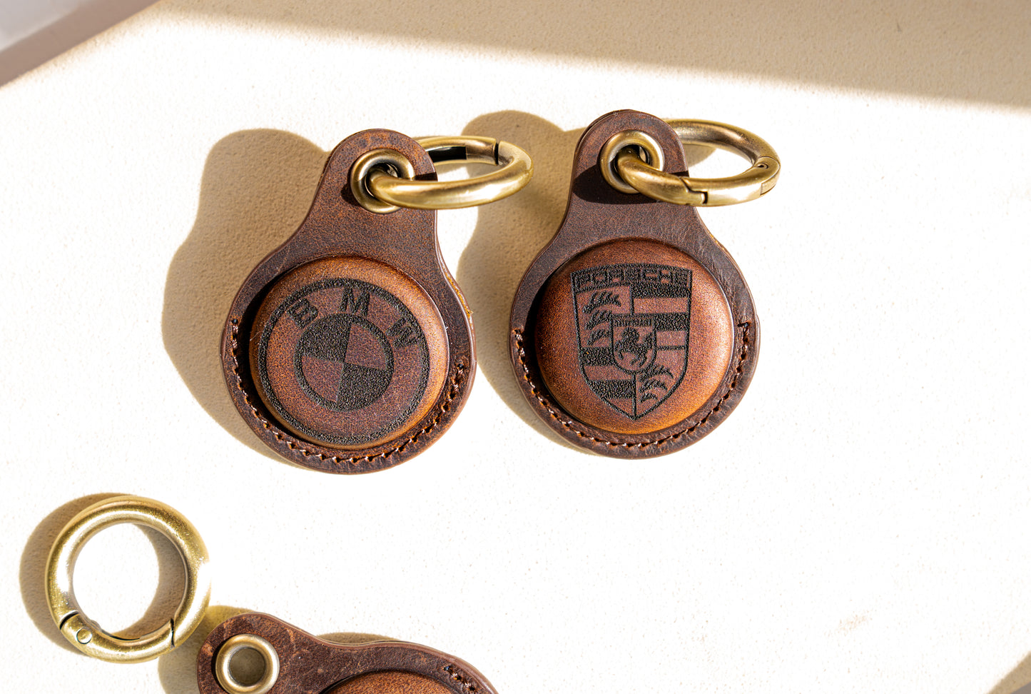 Genuine Leather Brown AirTag Case