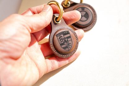 Genuine Leather Brown AirTag Case