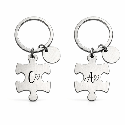 Puzzle Piece Keychain — Engraved Matching Set