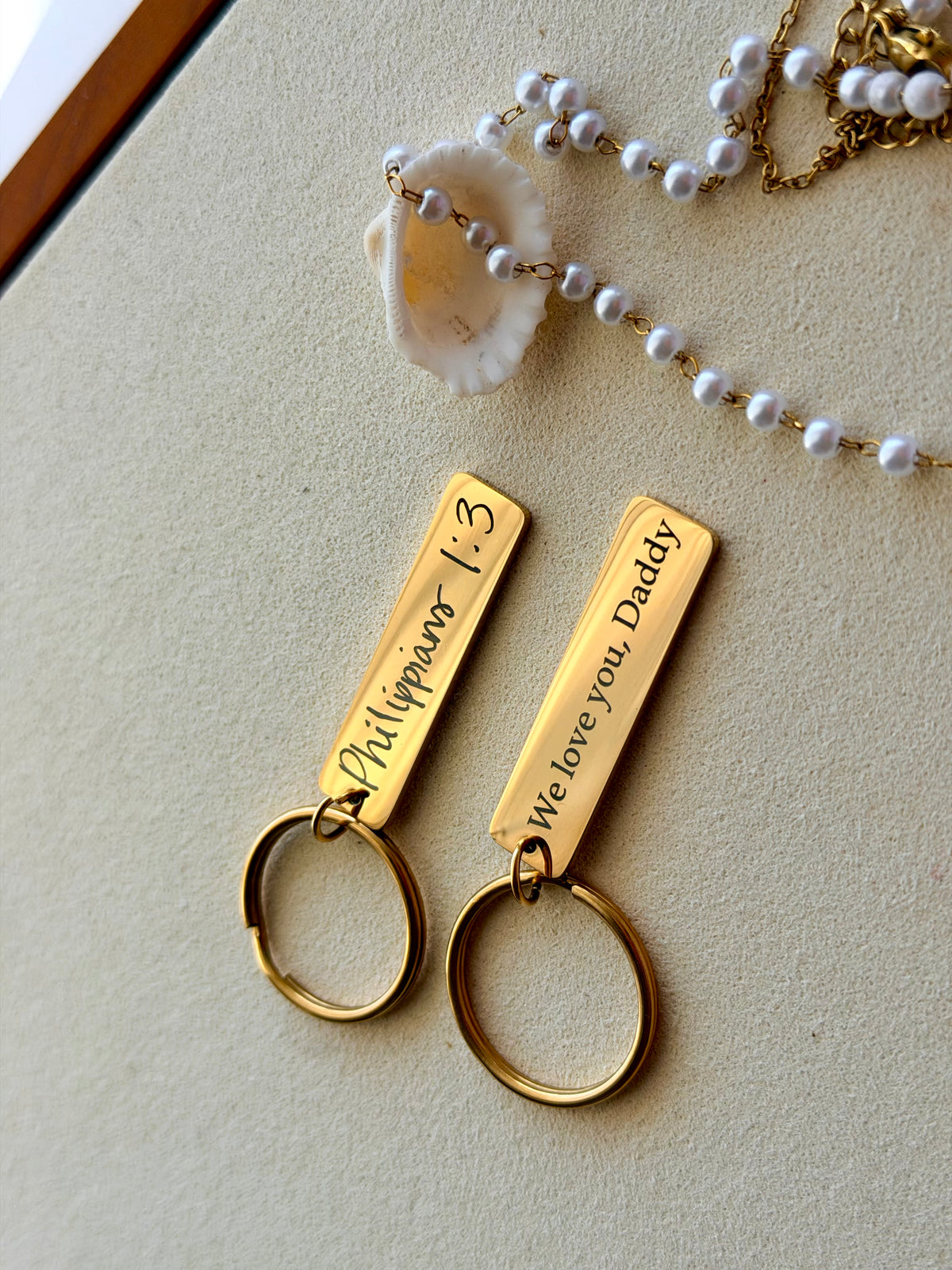 Engraved Stainless Steel Bar Keychain Gold & Silver