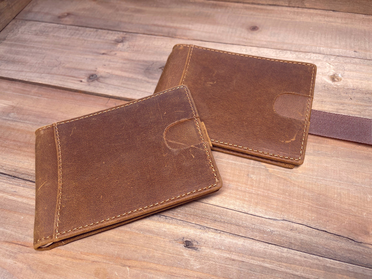 Minimalist Crazy Horse Leather Wallet Personalized, RFID Blocking
