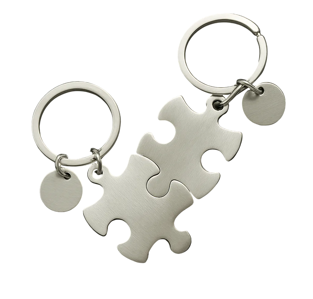 Puzzle Piece Keychain — Engraved Matching Set