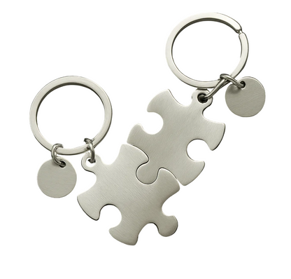Puzzle Piece Keychain — Engraved Matching Set