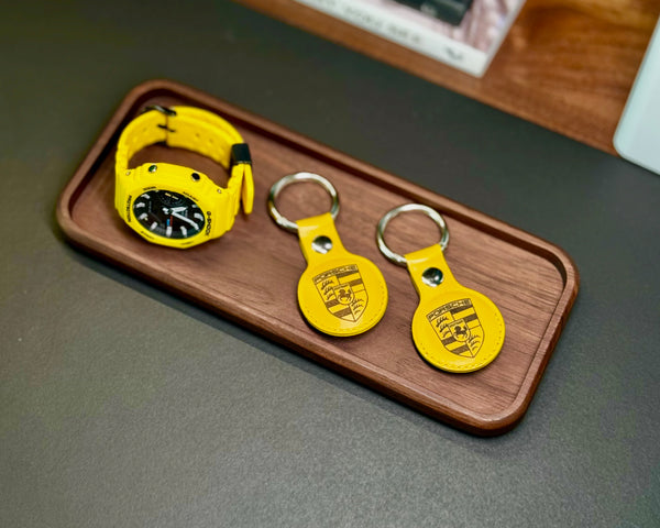 Leather Airtag Holder Brown