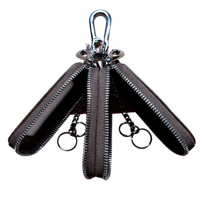 Double Zipper Leather Car Key Case Personalized