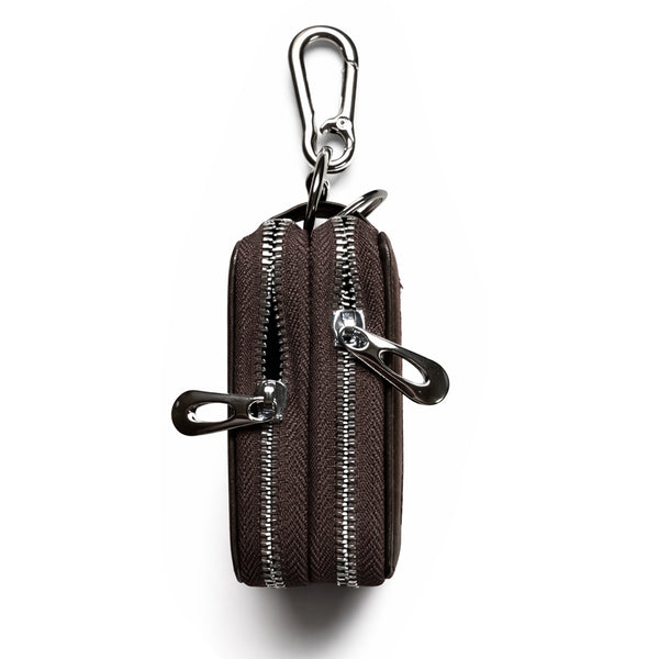 Double Zipper Genuine Leather Keychain Car Key Bag