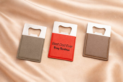 Leather Wrapped Bottle Opener 4" Personalized, Pocket Size