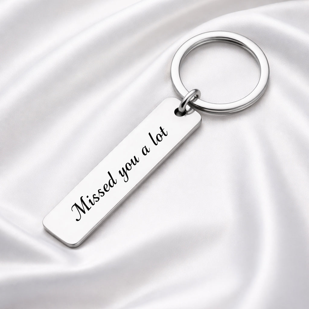 Engraved Stainless Steel Bar Keychain — Gold & Silver