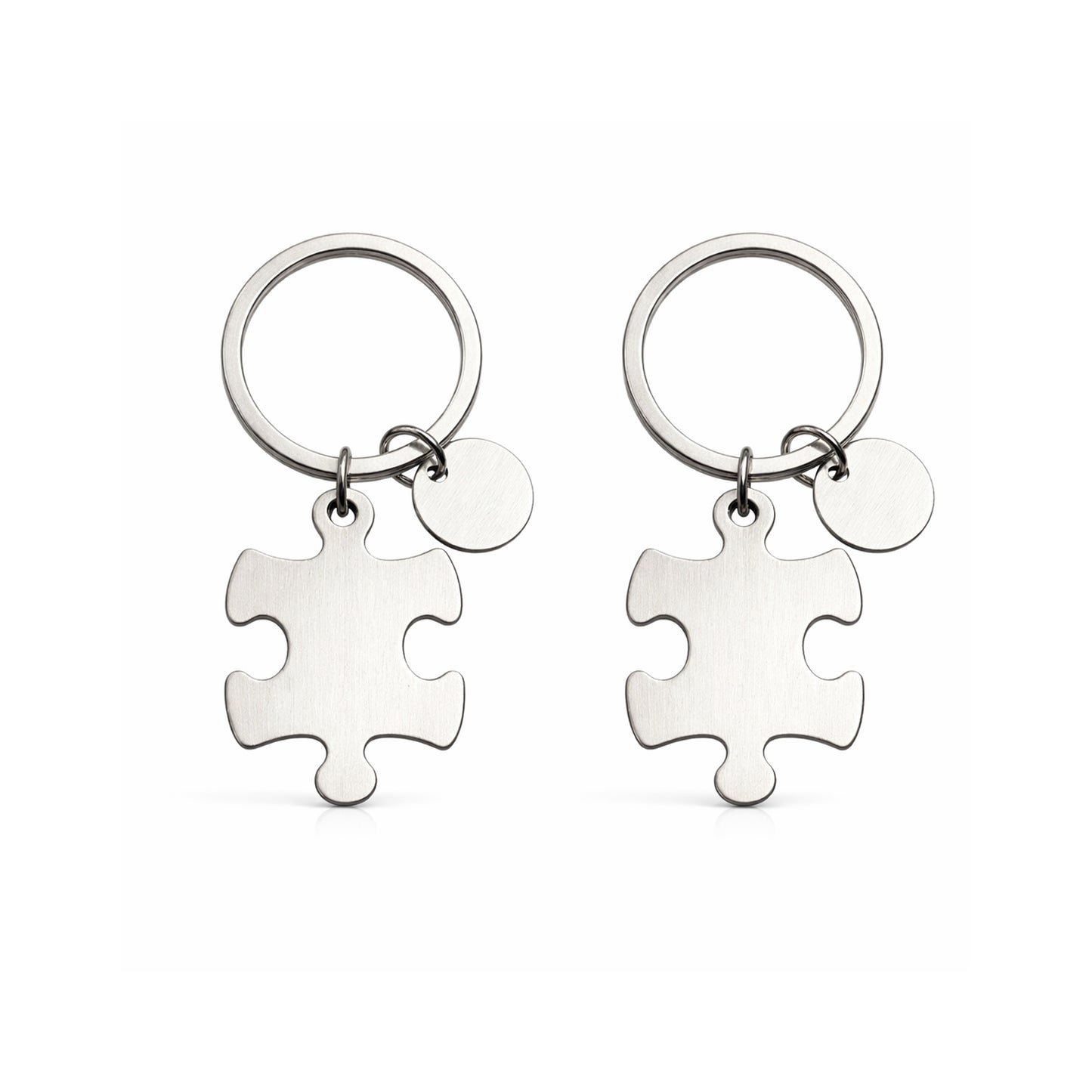 Puzzle piece keychains, engraved matching set