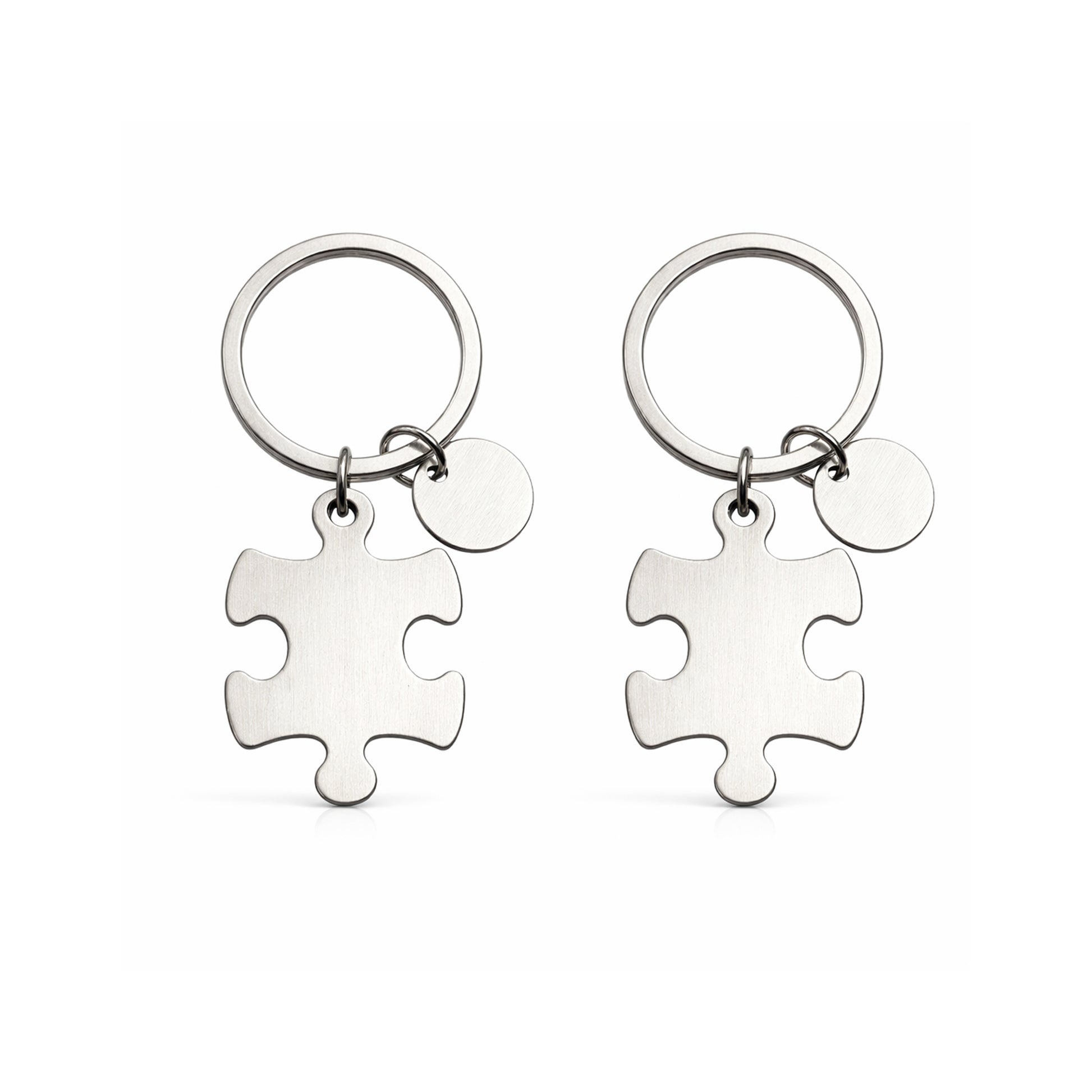 Puzzle piece keychains, engraved matching set