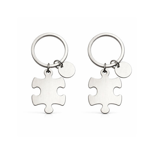 Puzzle piece keychains, engraved matching set