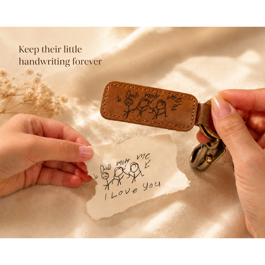 Thick Leather Keychain 5 Colors, Engraved