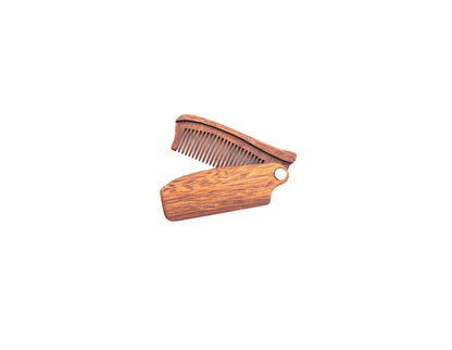 Folding Wooden Beard Comb Engraved, Pocket Size